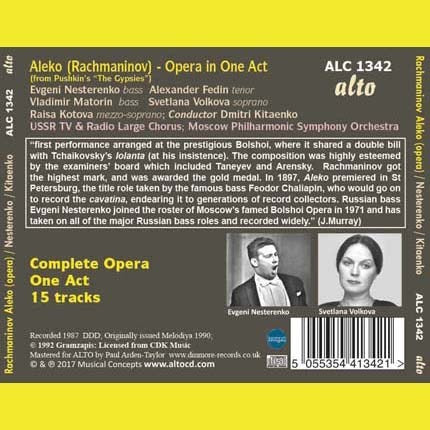 RACHMANINOV: ALEKO (COMPLETE OPERA) - NESTERENKO, MOSCOW PHILHARMONIC