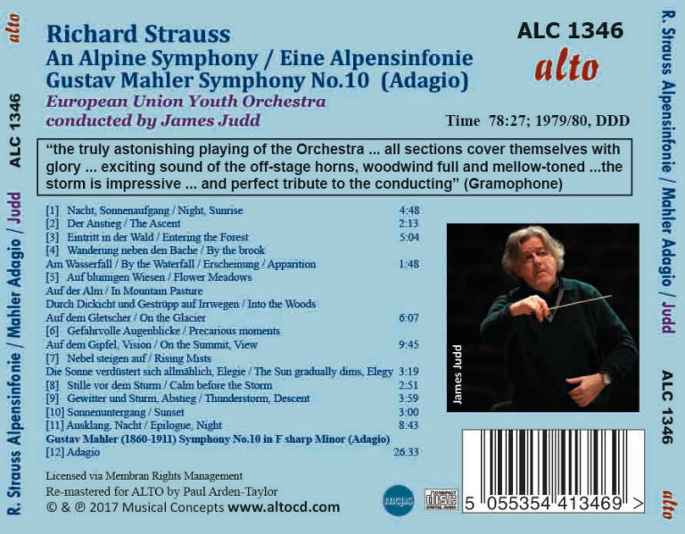 STRAUSS, R: EINE ALPENSINFONIE; MAHLER: ADAGIO FROM SYMPHONY NO. 10 - JAMES JUDD, EUROPEAN UNION YOUTH ORCHESTRA