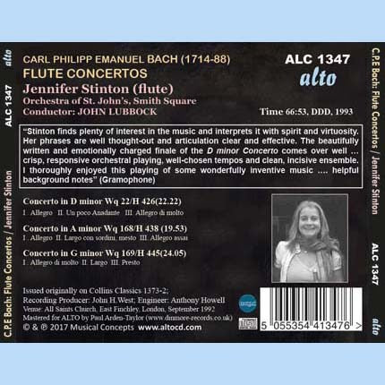 BACH, C.P.E.: FLUTE CONCERTOS - STINTON, ORCHESTRA OF ST. JOHN'S