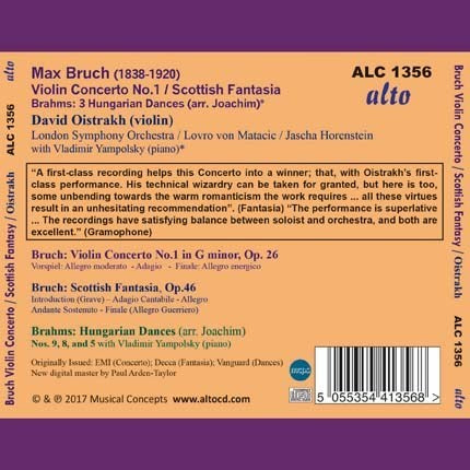 BRUCH: VIOLIN CONCERTO; SCOTTISH FANTASY; BRAHMS: HUNGARIAN DANCES - OISTRAKH, LONDON SYMPHONY