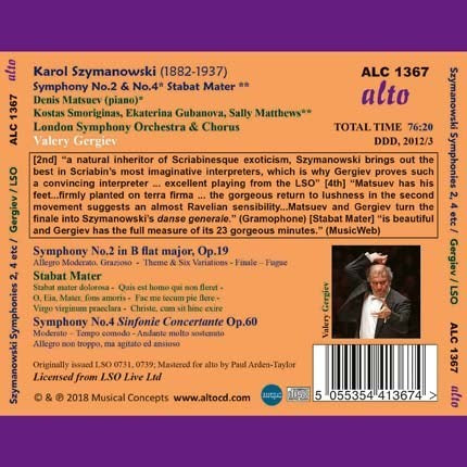 SZYMANOWSKI: SYMPHONIES NOS. 2 & 4; STABAT MATER - GERGIEV, LONDON SYMPHONY ORCHESTRA AND CHORUS