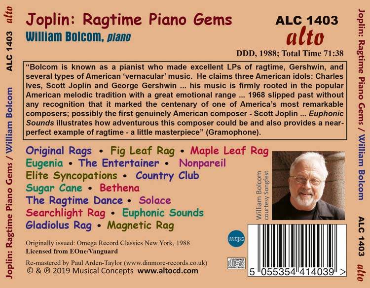 JOPLIN: RAGTIME PIANO GEMS - WILLIAM BOLCOM