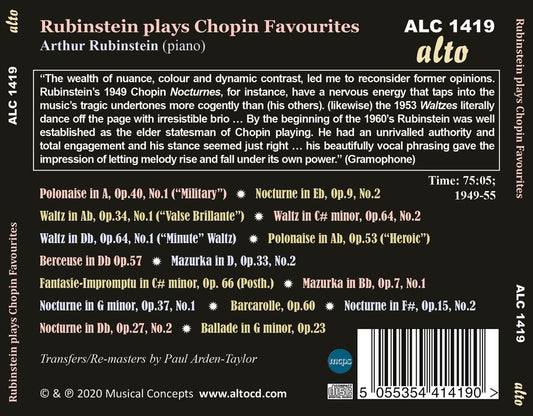 RUBINSTEIN PLAYS CHOPIN FAVORITES