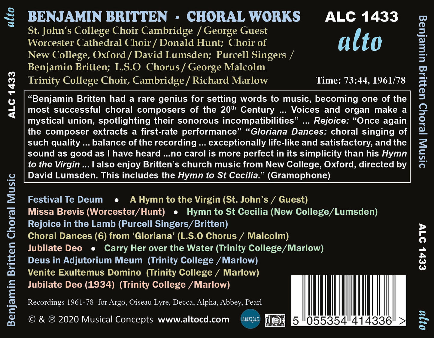 Britten: Choral Music - St. John's, New College Oxford, Trinity College, Purcell Singers