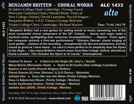 Britten: Choral Music - St. John's, New College Oxford, Trinity College, Purcell Singers