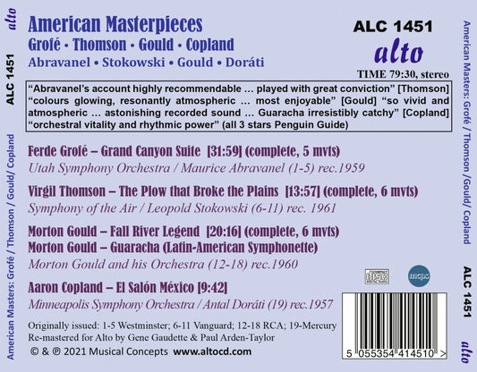 American Masterpieces (Grofé, Thomson, Gould, Copland) - Abravanel, Dorati, Gould, Utah Symphony, Minneapolis Symphony