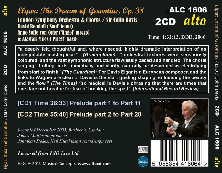 ELGAR: THE DREAM OF GERONTIUS, OP. 38 - COLIN DAVIS, LONDON SYMPHONY ORCHESTRA (2 CDS)