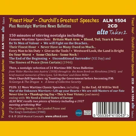 "FINEST HOUR" - WINSTON CHURCHILL'S GREATEST SPEECHES (2 CDs)