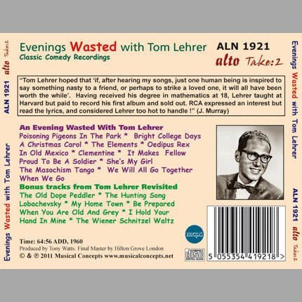 EVENINGS WASTED WITH TOM LEHRER