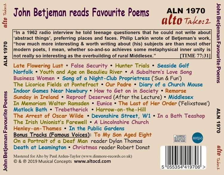 JOHN BETJEMAN READS FAVORITE POEMS