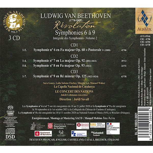 BEETHOVEN REVOLUTION: SYMPHONIES 6 TO 9 - LE CONCERT DES NATIONS, JORDI SAVALL (3 SACD)