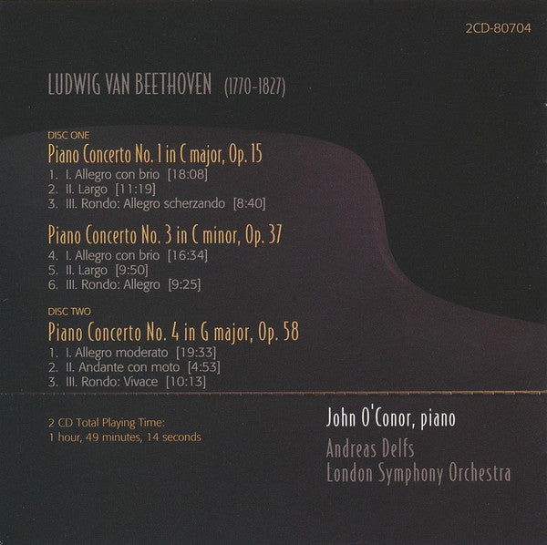 BEETHOVEN: Piano Concertos No. 1, 3 & 4 - John O'Conor, London Symphony Orchestra (2 CDs)