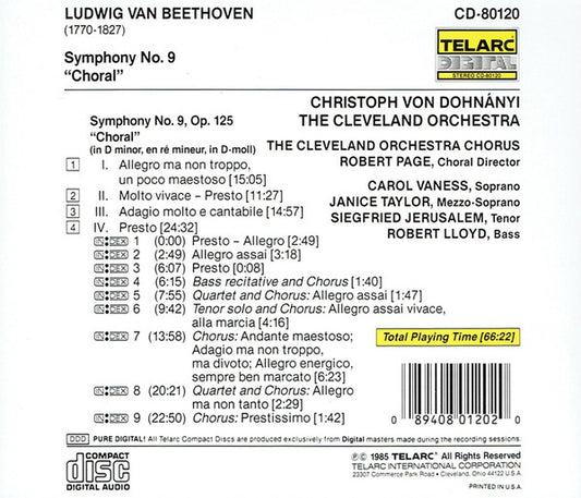 BEETHOVEN: SYMPHONY NO. 9 - Dohnanyi, Cleveland Orchestra