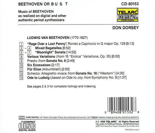 BEETHOVEN OR BUST - Don Dorsey, synthesizers