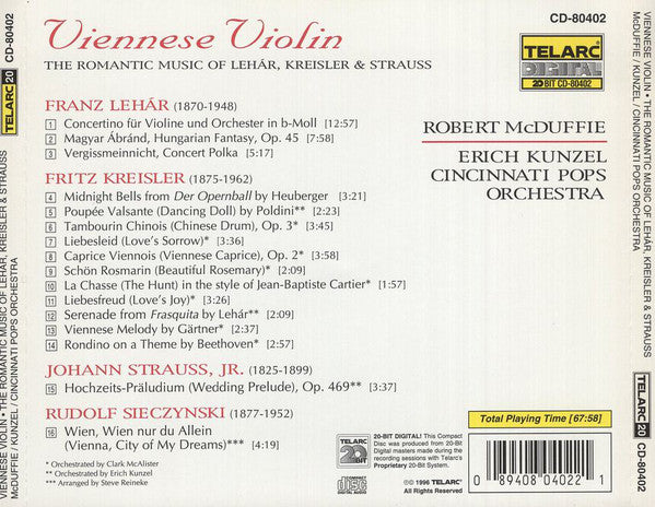 VIENNESE VIOLIN: THE ROMANTIC MUSIC of LEHAR, KREISLER AND STRAUSS - Robert McDuffie, Erich Kunzel, Cincinnati Pops