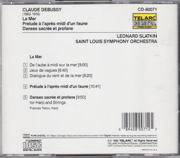 DEBUSSY: LA MER; PRELUDE A L'APRES-MIDI D'UNE FAUN, DANSES SACREE ET PROFANE - Leonard Slatkin, St. Louis Symphony Orchestra