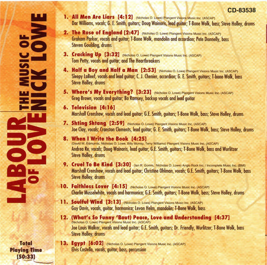 LABOUR OF LOVE (THE MUSIC OF NICK LOWE) - Marshall Crenshaw, Elvis Costello and More