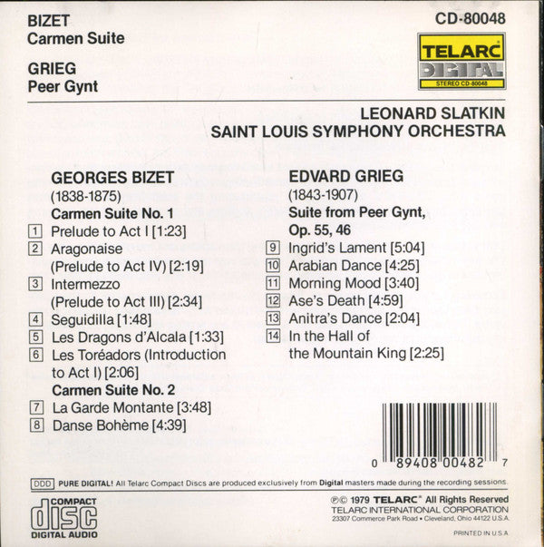 BIZET: CARMEN SUITES; GRIEG: PEER GYNT - Leonard Slatkin, St. Louis Symphony