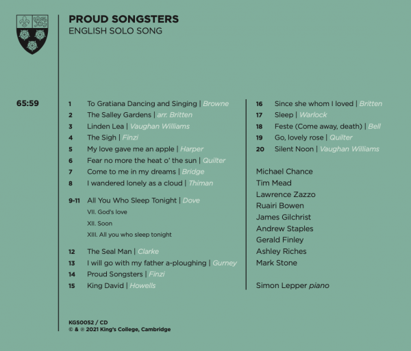 PROUD SONGSTERS: ENGLISH SOLO SONG