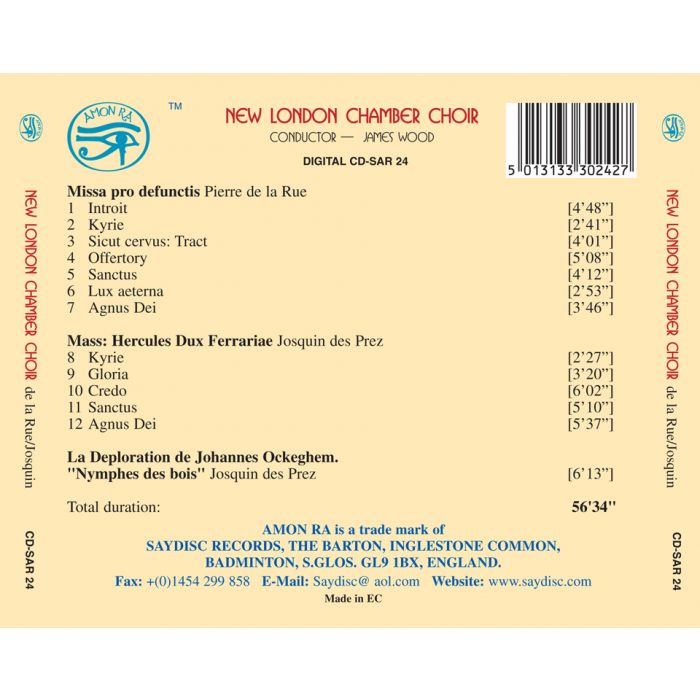 De La Rue: Requiem; Despres: Hercules Dux Ferrariae - New London Chamber Choir, Wood