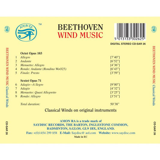 Beethoven: Wind Music (Octet Op. 103, Sextet Op. 71) - Classical Winds