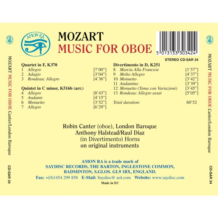 Mozart: Music for Oboe - Canter, London Baroque