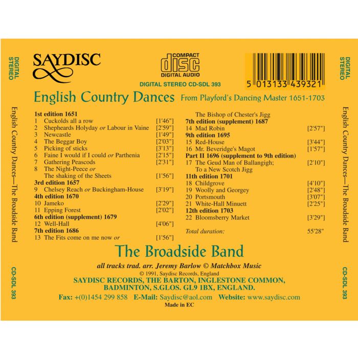 English Country Dances (from Playford's Dancing Master): The Broadside Band