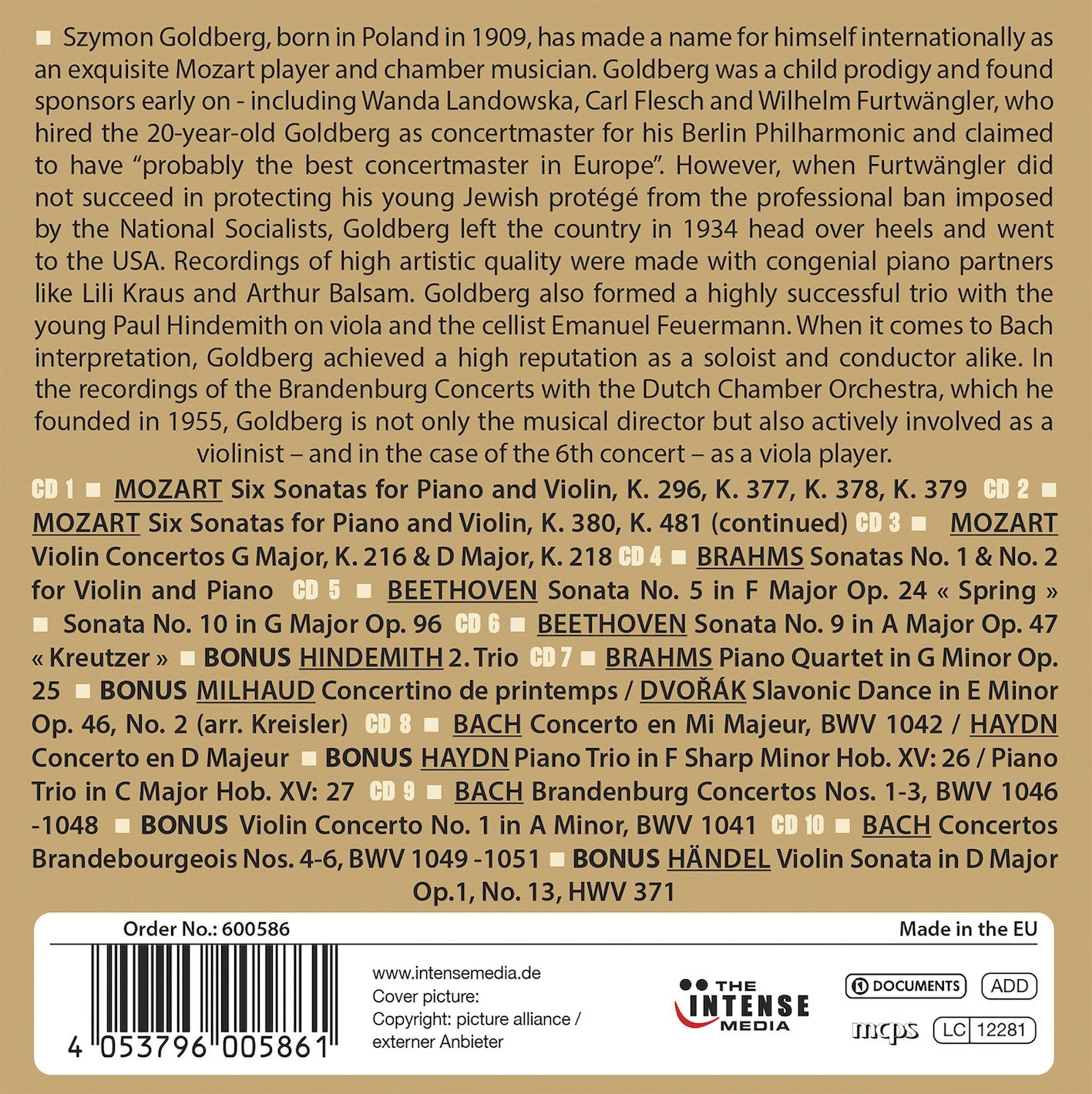 Szymon Goldberg: Milestones of a Violin Legend (10 CDs)
