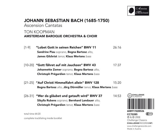 BACH: ASCENSION CANTATAS - TON KOOPMAN & AMSTERDAM BAROQUE ORCHESTRA