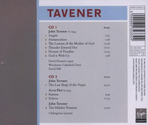 TAVERNER: Thunder Entered Her, The Last Sleep Of The Virgin; PART: Summa, Fratres: WINCHESTER CATHEDRAL CHOIR, DAVID HILL