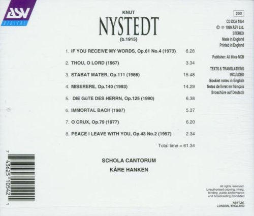 NYSTEDT: Sacred Choral Music - Schola Cantorum