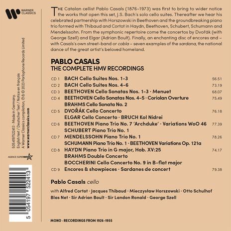 PABLO CASALS: THE COMPLETE HMV RECORDINGS 1926-1955 (9 CDS)