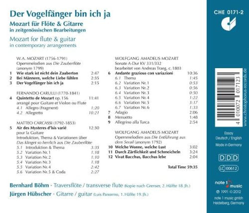 MOZART: MUSIC FOR FLUTE AND GUITAR - Böhm, Hübscher