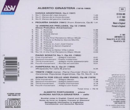 GINASTERA: The Complete Piano Music & Chamber Music With Piano, Vol. 1 - Alberto Portugheis, Aurora N.-Ginastera