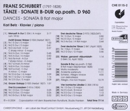 SCHUBERT: DANCES - KARL BETZ
