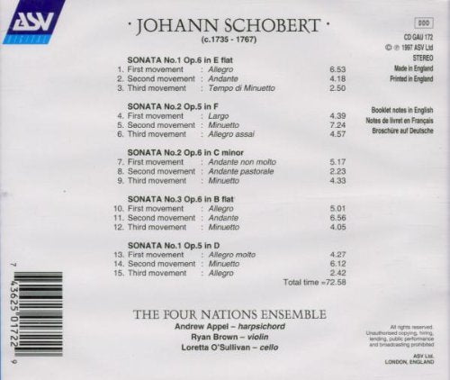 SCHOBERT: Sonatas, Op. 5 & Op. 6 - The Four Nations Ensemble