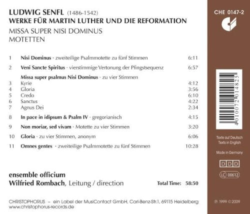 SENFL: WORKS FOR MARTIN LUTHER AND THE REFORMATION - ensemble officium