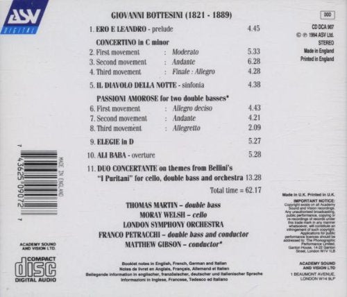 BOTTESINI: PASSIONI AMOROSE (Bottesini, Vol. 3) - Thomas Martin, London Symphony Orchestra