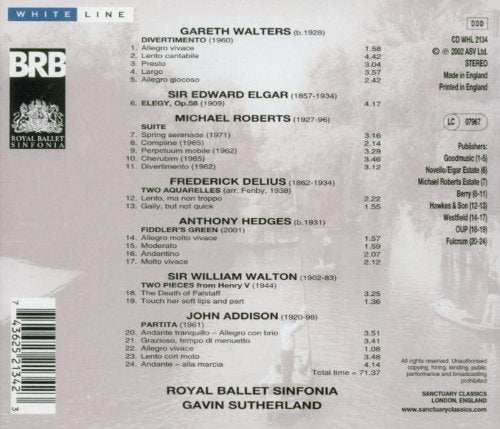 BRITISH STRING MINAITURES 1 (WALTERS/ELGAR/ROBERTS/HEDGES) - Royal Ballet Sinfonia, Gavin Sutherland