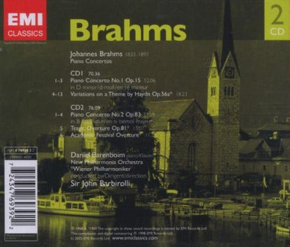 Brahms: Piano Concertos Nos 1 & 2 - BARENBOIM / VIENNA PHILARMONIC  / BARBIROLLI (2 CDS)