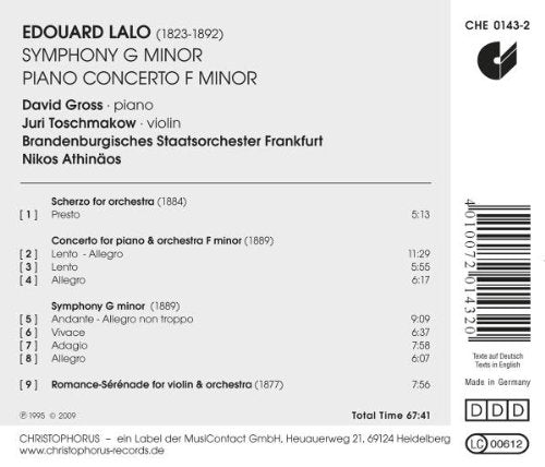 Lalo: Symphony in G minor, Piano Concerto in F minor - Gross, Brandenburgisches Staatsorchester