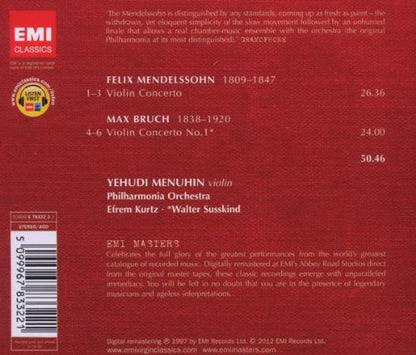 BRUCH & MENDELSSOHN:  Violin Concerti - Yehudi Menuhin, Philharmonia Orchestra