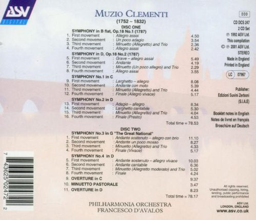 CLEMENTI: The Complete Symphonies - Philharmonia Orchestra (2 CDs)