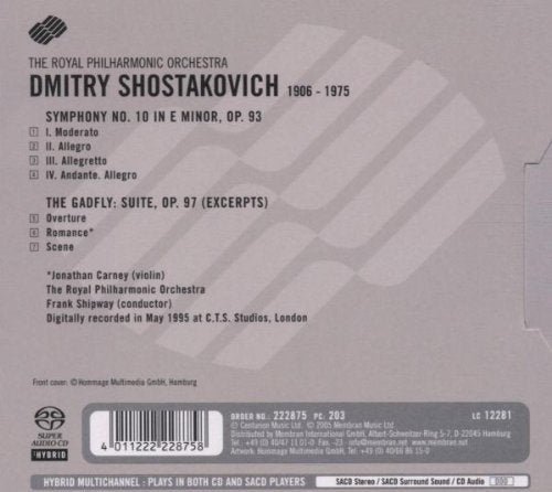 Shostakovich: Symphony No. 10, "The Gadfly" Suite - Frank Shipway, Royal Philharmonic Orchestra (Hybrid SACD)