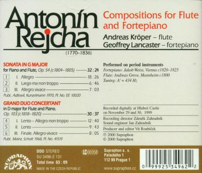 REICHA: Compositions for Flute and Fortepiano - Andreas Kroper, Geoffrey Lancaster