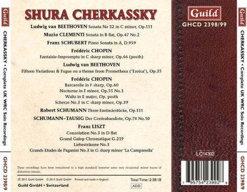 SHURA CHERKASSKY: The Complete UK World Record Club Solo Recordings 1960-63 (2 CDs)