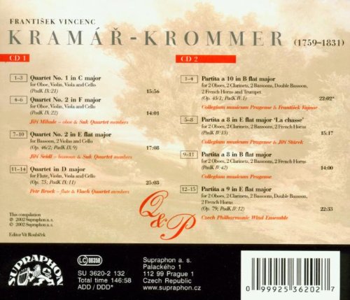 Kramar-Krommer: Quartets and Partitas - Czech Philharmonic Wind Ensemble, Collegium Musicum Pragense (2 CDs)