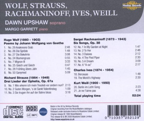 Wolf / Strauss / Rachmaninov / Ives / Weill: Songs - Dawn Upshaw, Margo Garrett