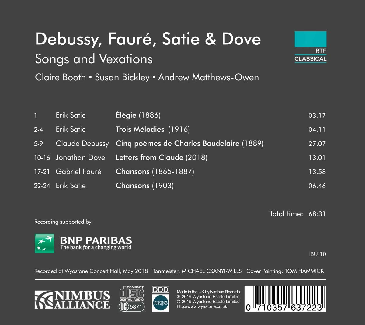 Debussy, Faure, Satie & Dove: Songs & Vexations - Claire Booth, Susan Bickley, Andrew Matthews-Owen