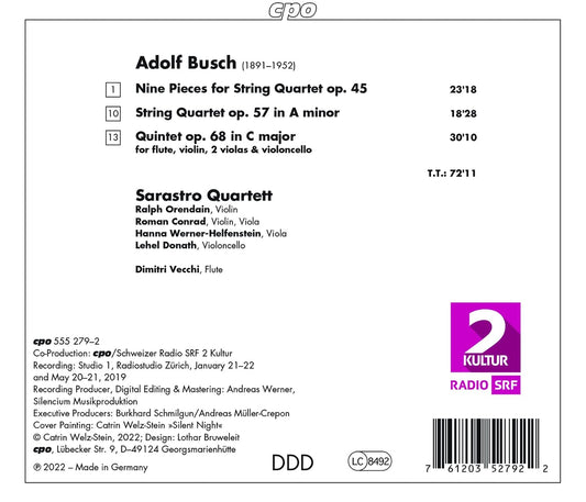 BUSCH: String Quartets; Flute Quintet - Sarastro Quartet